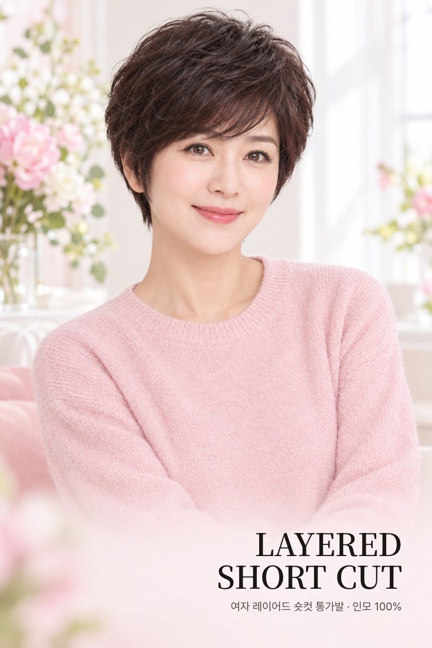여자 레이어드 숏컷 통가발 대표 이미지