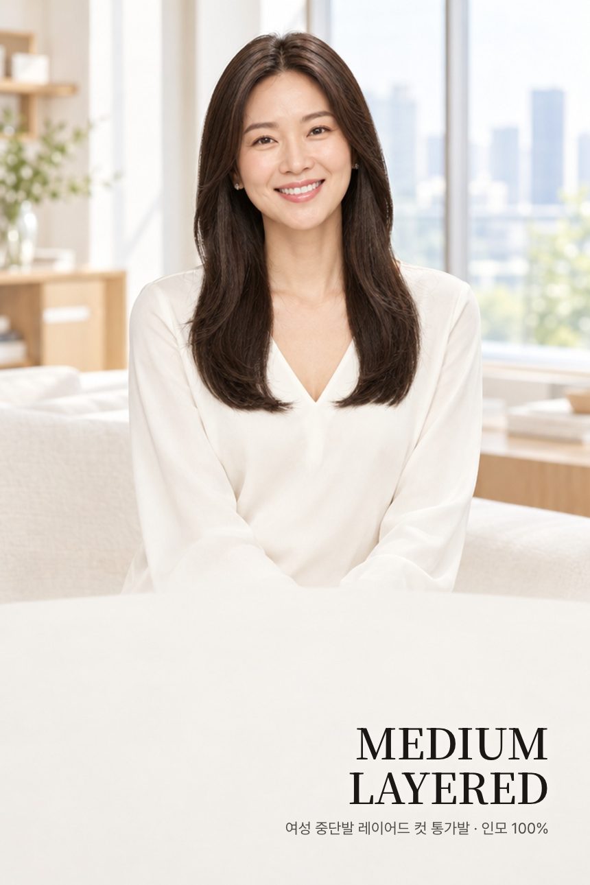 여성 중단발 레이어드 컷 통가발 대표 이미지