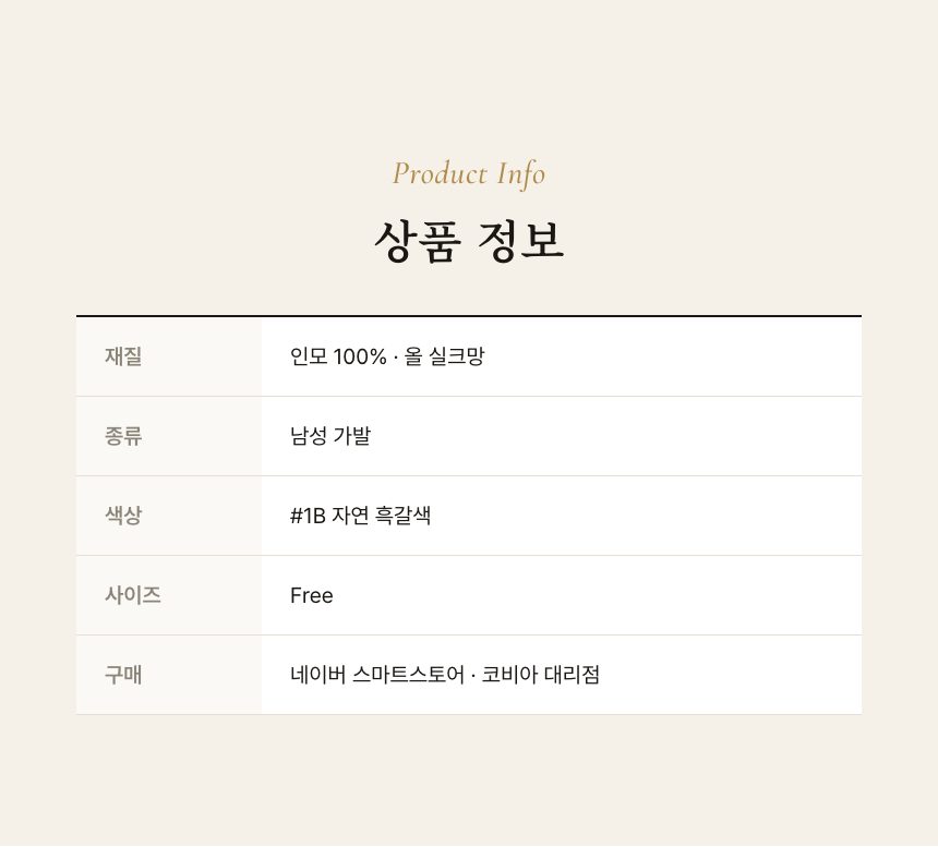 남성 시그니처 가발 (올 실크망) 상품 정보