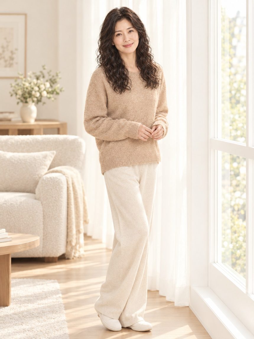 여성 가르마 부분가발 (웨이브 · 직모) 착용 모습