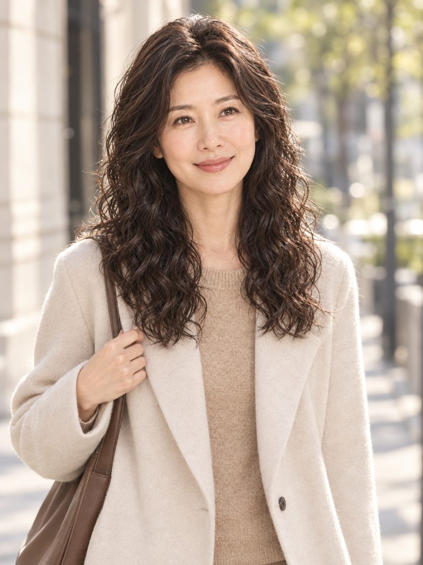 여성 가르마 부분가발 (웨이브 · 직모) 착용 모습