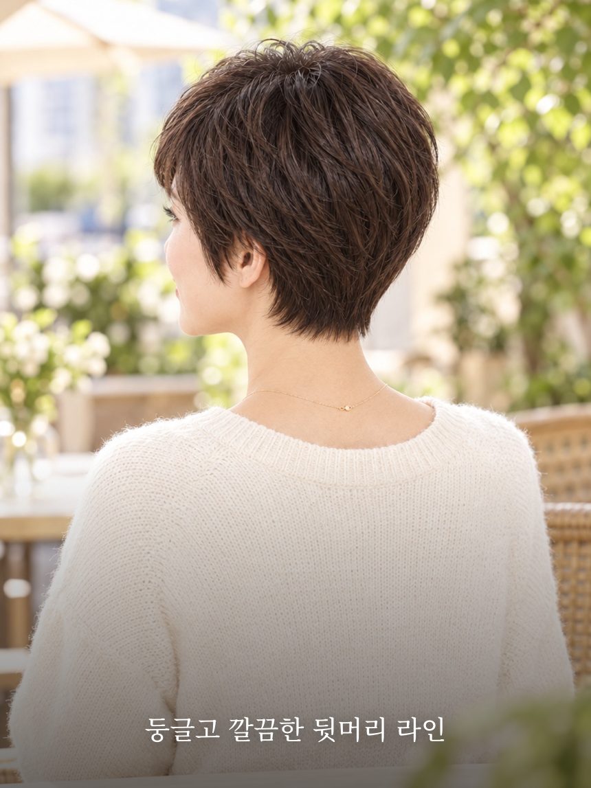 여자 픽시 컷 통가발 뒷모습
